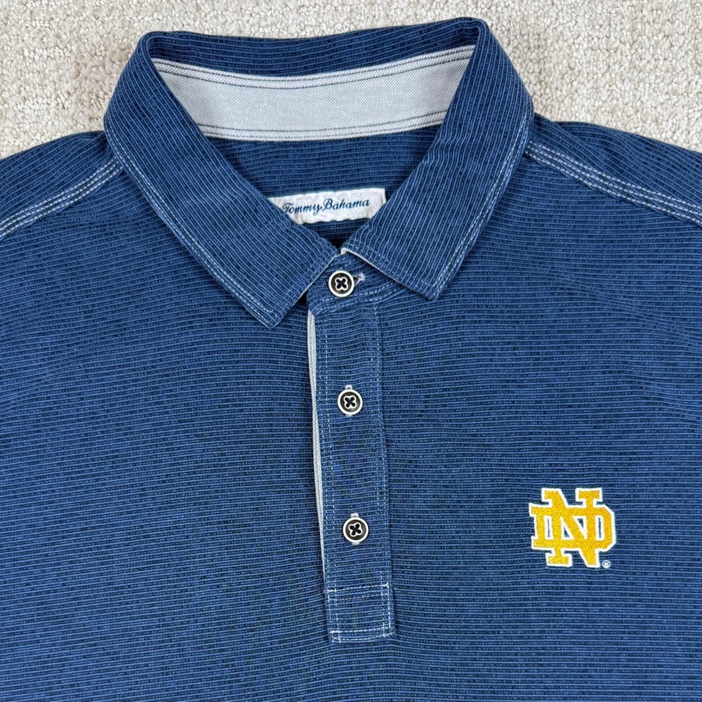 Tommy Bahama Mens XL Notre Dame Fighting Irish Blue Golf Polo Shirt